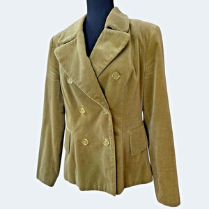 Vintage Tina Hagen Olive Green Velvet Double Breasted Blazer 70s 80s Sz 10